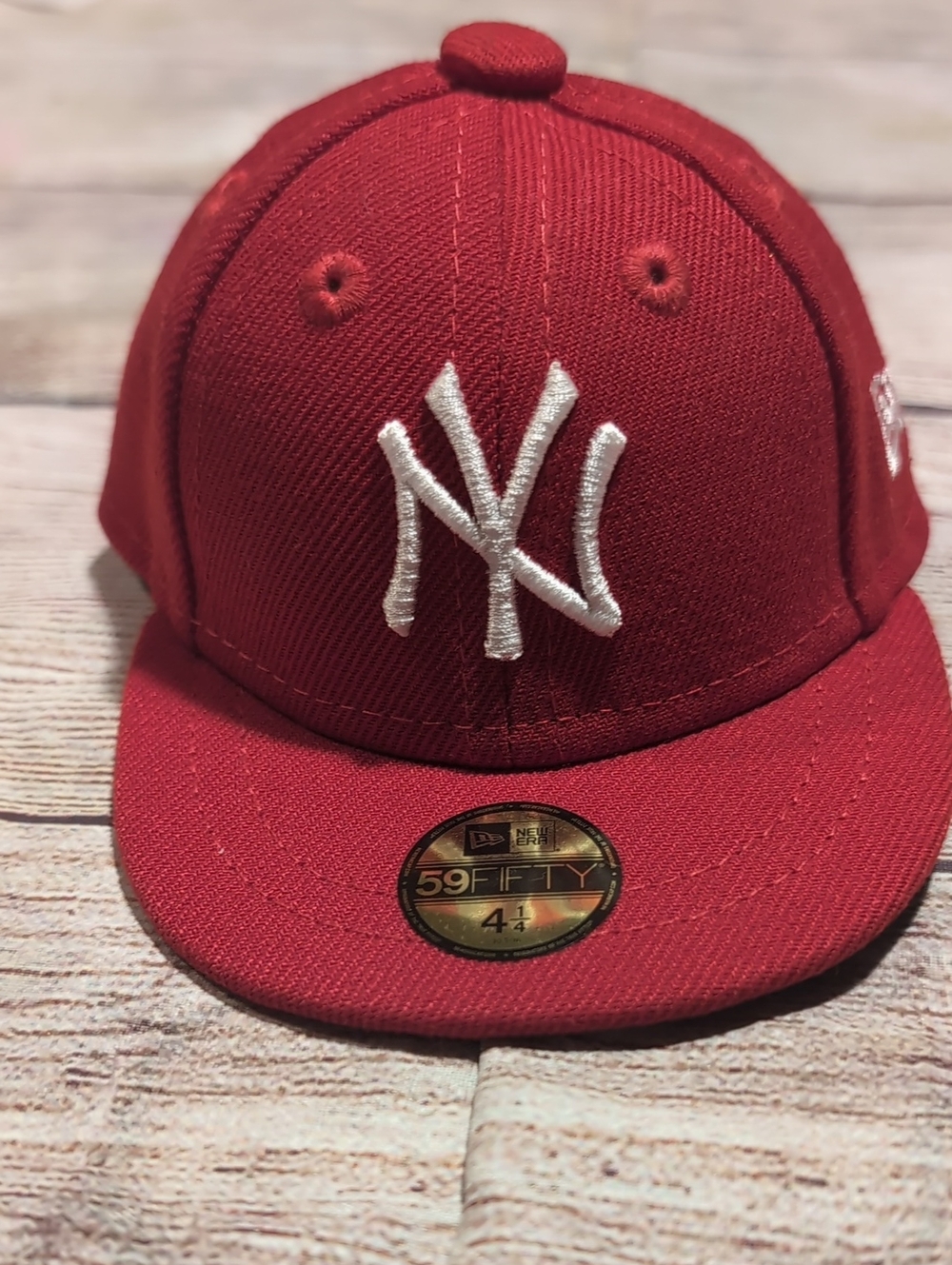 New Era 59fifty NY Yankees Red With Stitched White NY Mini Hat Size 41/4